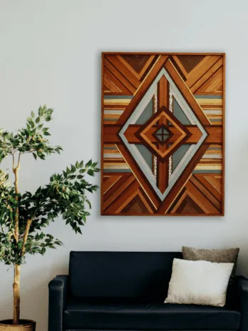 O Ritmo do Reencontro – Quadro Mosaico em Marchetaria