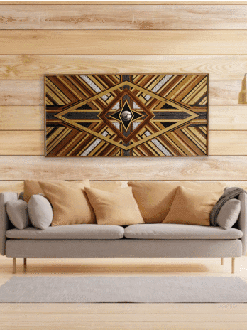 Quadro de madeira em mosaico Feng Shui - Reflexo do Chi