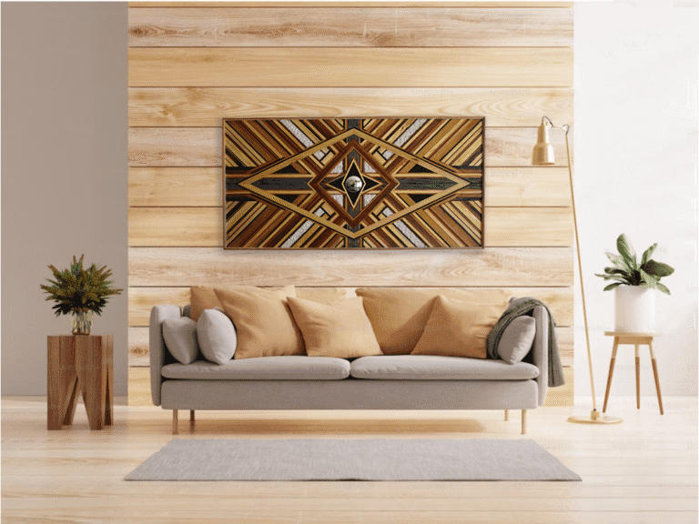 Quadro de madeira em mosaico Feng Shui - Reflexo do Chi